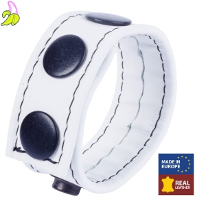 The Red Leather cockring skórzany pierścień erekcyjny - cały biały - 3 zatrzaski