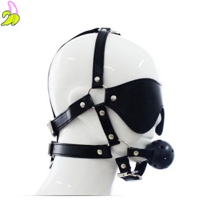 Czarna uprząż na twarz z maską na oczy i kneblem Total Head Harness Restraint