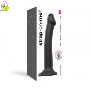 SEMI-REALISTIC DUAL DENSITY BENDABLE DILDO BLACK - M