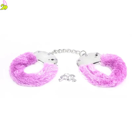 Metal handcuffs with pink furry