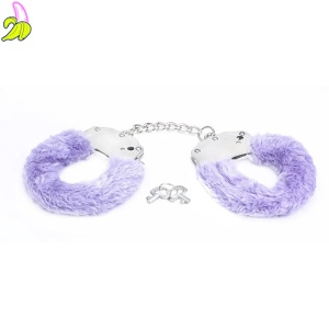 Metal handcuffs with purple furry