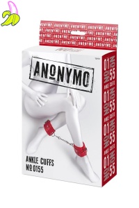 Anonymo handcuffs, PU leather, red, 27 cm