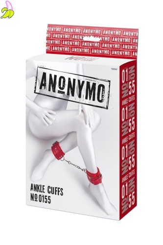 Anonymo handcuffs, PU leather, red, 27 cm