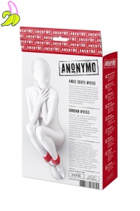 Anonymo handcuffs, PU leather, red, 27 cm