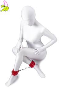 Anonymo handcuffs, PU leather, red, 27 cm