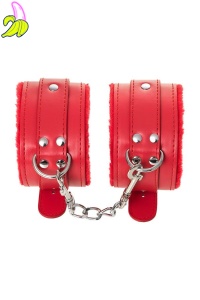 Anonymo handcuffs, PU leather, red, 27 cm
