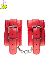 Anonymo handcuffs, PU leather, red, 27 cm