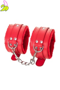 Anonymo handcuffs, PU leather, red, 27 cm