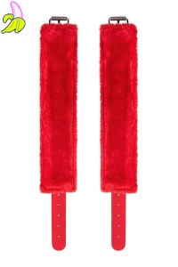 Anonymo handcuffs, PU leather, red, 27 cm