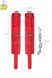 Anonymo handcuffs, PU leather, red, 27 cm