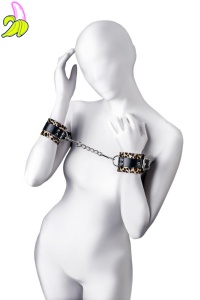 Anonymo handcuffs, PU leather, print, 19.5 cm