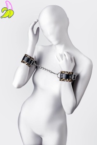 Anonymo handcuffs, PU leather, print, 19.5 cm
