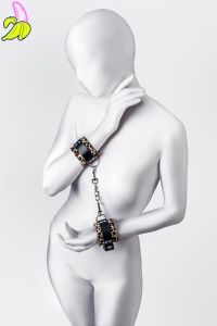 Anonymo handcuffs, PU leather, print, 19.5 cm