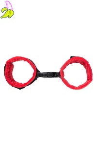 Anonymo handcuffs, velour, red, 29 cm