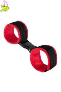 Anonymo handcuffs, velour, red, 29 cm
