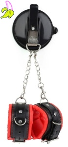 Skórzane kajdanki z wieszakiem na przyssawkę