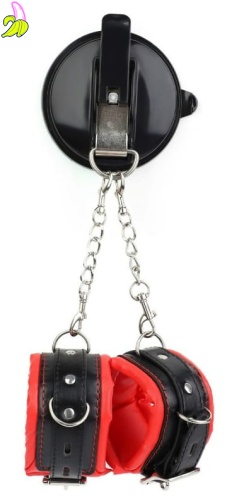 Skórzane kajdanki z wieszakiem na przyssawkę