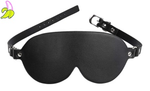 Komplet Skórzana Opaska na Oczy + obroża z cyrkoniami Kinky Puppy