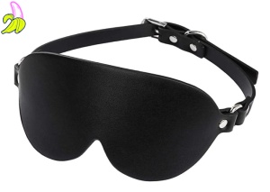 Komplet Skórzana Opaska na Oczy + obroża z cyrkoniami Kinky Puppy