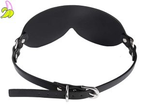 Komplet Skórzana Opaska na Oczy + obroża z cyrkoniami Kinky Puppy