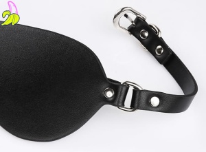 Komplet Skórzana Opaska na Oczy + obroża z cyrkoniami Kinky Puppy