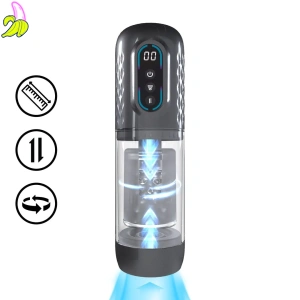 SHOTS Vortex - Suction Rotation and Thrusting Masturbator/pompka do penisa z obrotowym rdzeniem- szara