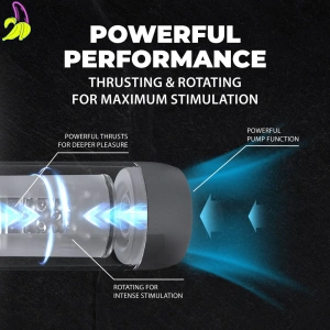 SHOTS Vortex - Suction Rotation and Thrusting Masturbator/pompka do penisa z obrotowym rdzeniem- szara