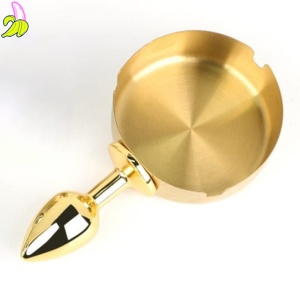 BDSMaster Ashes Round Gold Metal Plug, Metalowy butt plug z popielniczką