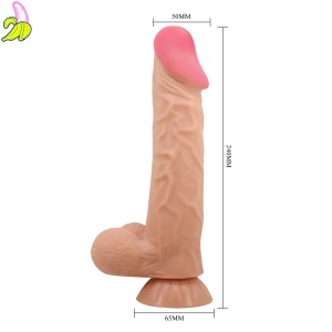 BAILE - Sliding Skin 9,4'' Flesh Vibration Bendable Suction base TPR ABS