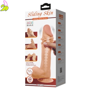 BAILE - Sliding Skin 9,4'' Flesh Vibration Bendable Suction base TPR ABS