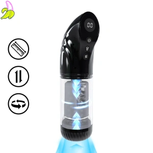 StrokeMate - Suction Rotation and Thrusting Masturbator/pompka do penisa z obrotowym rdzeniem- czarna