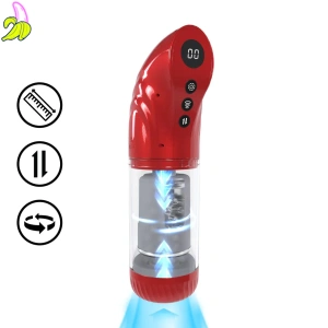 StrokeMate - Suction Rotation and Thrusting Masturbator/pompka do penisa z obrotowym rdzeniem- czerwona