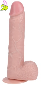 RealRock Thrusting Dildo Straight Cock with Balls- Realistyczny Wibrator z ruchem posuwistym / 20,5 cm- jasny