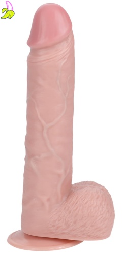 RealRock Thrusting Dildo Straight Cock with Balls- Realistyczny Wibrator z ruchem posuwistym / 20,5 cm- jasny