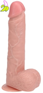 RealRock Thrusting Dildo Straight Cock with Balls- Realistyczny Wibrator z ruchem posuwistym / 20,5 cm- jasny