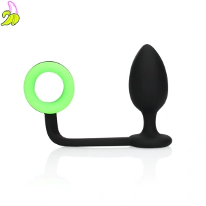 Ouch! Korek analny ze świecącym w ciemności cockringiem 3,8*8,8cm