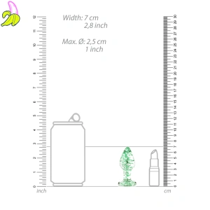 Ouch! Szklany korek analny Świecący w ciemności Medium 3,2*7,5cm (1)
