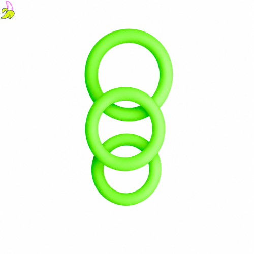 Ouch! Cockring Set- Zestaw 3 elastycznych pierścieni świecących w ciemności