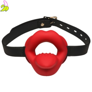 Master series Vibrating Sissy Mouth- Wibrujący knebel w kształcie ust.