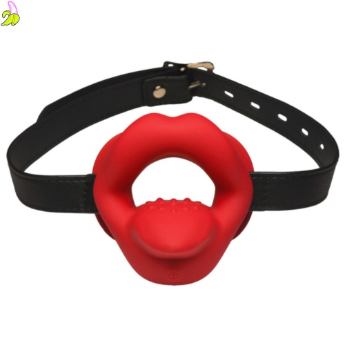 Master series Vibrating Sissy Mouth- Wibrujący knebel w kształcie ust.