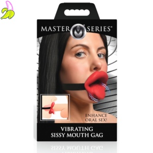 Master series Vibrating Sissy Mouth- Wibrujący knebel w kształcie ust.