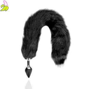 Ouch! Fox Tail Butt Plug 3,1 × 4,9 cm–czarny korek analny z lisim ogonem
