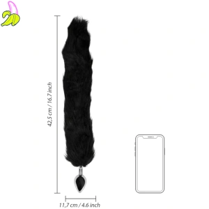 Ouch! Fox Tail Butt Plug 3,1 × 4,9 cm–czarny korek analny z lisim ogonem