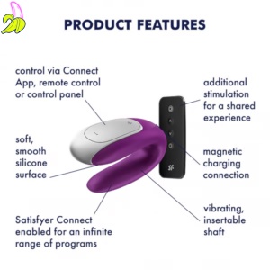 Satisfyer Podwójny stymulator Double Fun w kolorze fioletowym Connect App