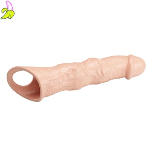 Realistyczna nakładka na penisa Pretty Love 28 cm z 3 modułowymi wkładkami regulującymi długość.