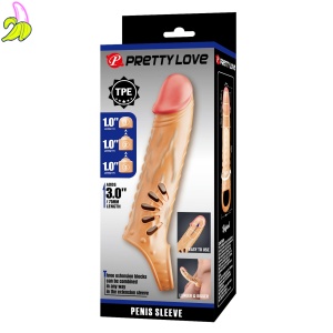 PRETTY LOVE Penis Sleeve – ultra realistyczna nakładka na penisa z 3 wymiennymi przedłużkami