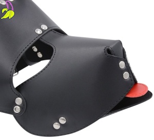 Kinky Puppy czarna maska Puppy Play z wysuwanym językiem