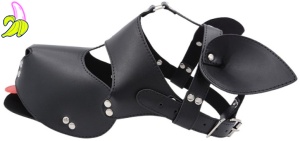 Kinky Puppy czarna maska Puppy Play z wysuwanym językiem