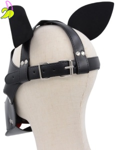 Kinky Puppy czarna maska Puppy Play z wysuwanym językiem