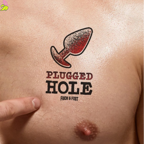 Fck&Fst Plugged Hole - Tymczasowy Tatuaż Fetish BDSM 9 × 6 cm